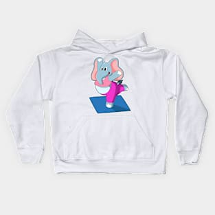 Elephant at Yoga Stretching exercises in Standing Kids Hoodie